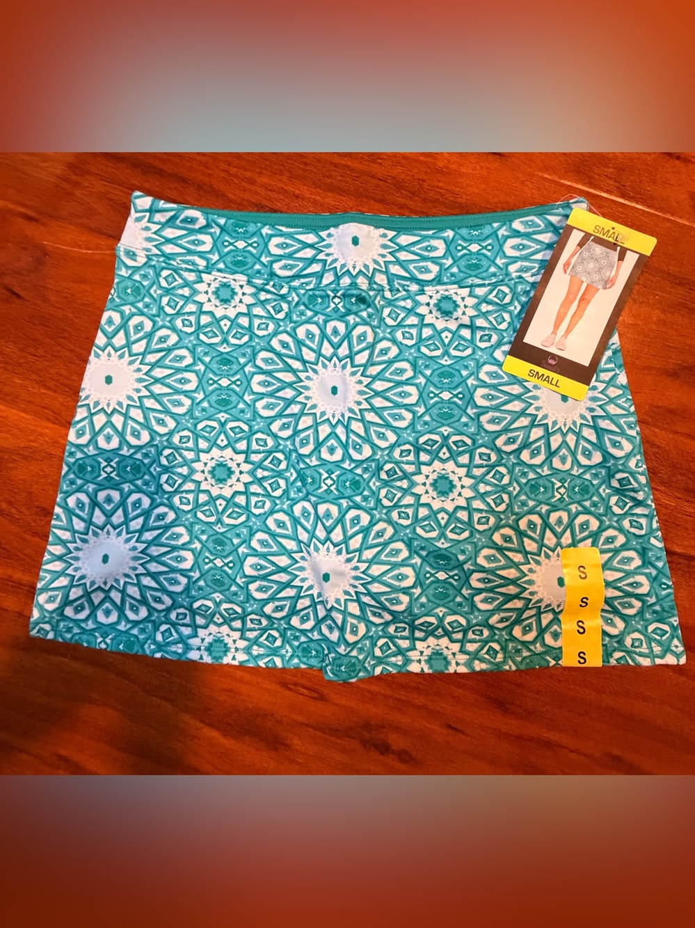 Tranquility by Colorado Clothing Teal and White Patterned Skirt NWT